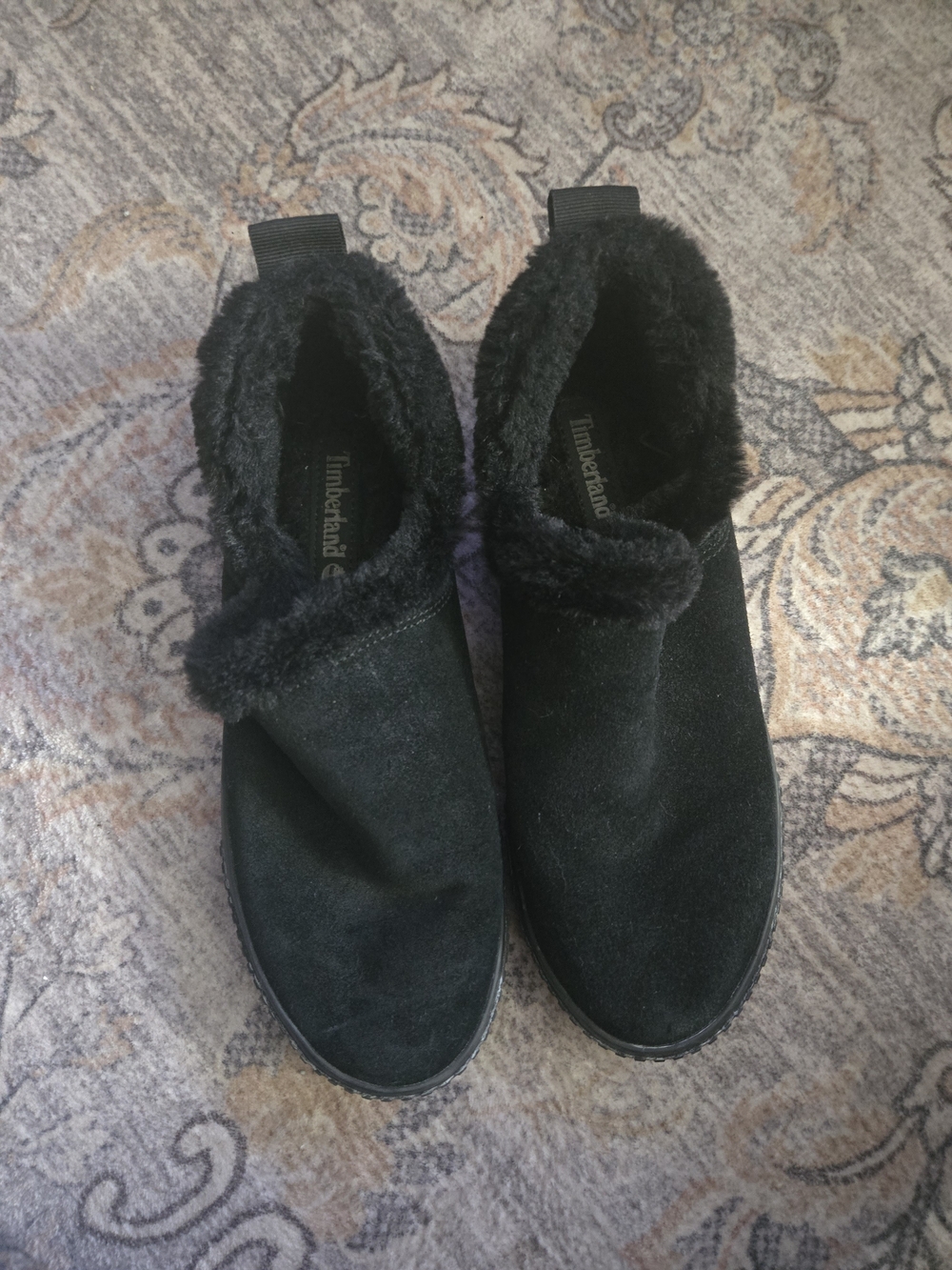 Timberland Women's Black Faux-Fur Slip-On Winter Shoes